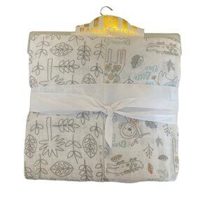 Banana Fish Studio Muslin Baby Blanket Neutral Jungle Giraffe Receiving Set Of 2